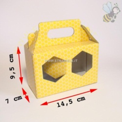 Apri scheda prodotto: Scatola regalo per 2 vasi vetro 212 ml bassi - nido d`ape giallo