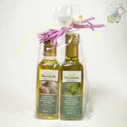 DUO Olio Extra Vergine di Oliva Basilico e Aglio 2x10cl